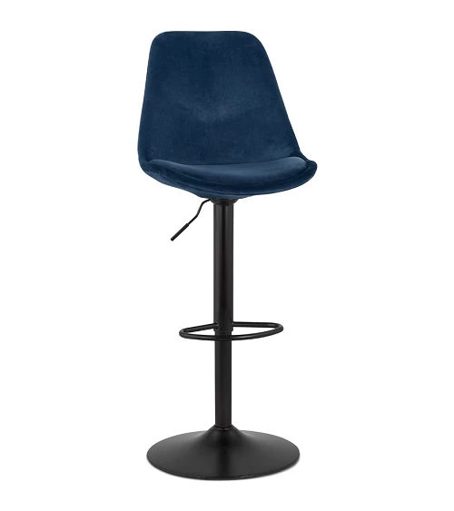 Tabouret de bar métal Noir ASTER Tissu Bleu