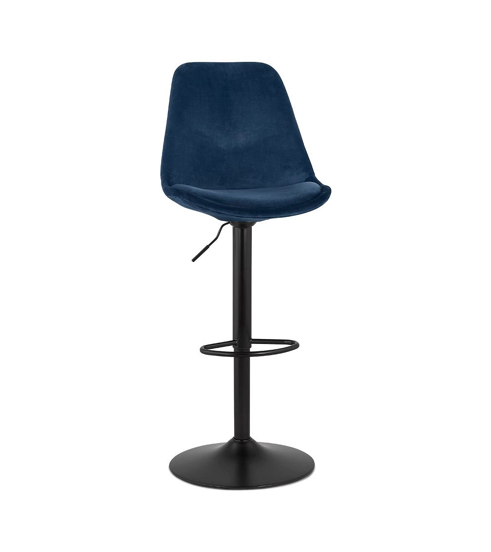 Tabouret de bar métal Noir ASTER Tissu Bleu