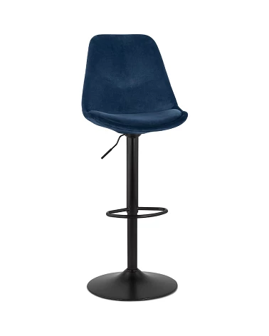 Tabouret de bar métal Noir ASTER Tissu Bleu