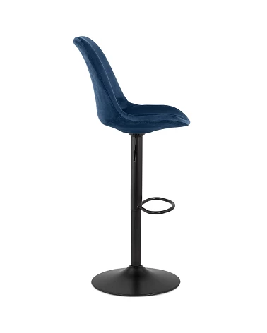 Tabouret de bar métal Noir ASTER Tissu Bleu