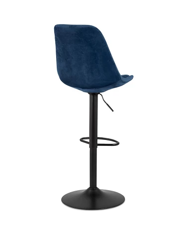 Tabouret de bar métal Noir ASTER Tissu Bleu