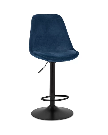 Tabouret de bar métal Noir ASTER Tissu Bleu