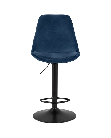 Tabouret de bar métal Noir ASTER Tissu Bleu