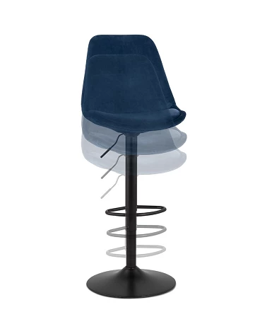 Tabouret de bar métal Noir ASTER Tissu Bleu