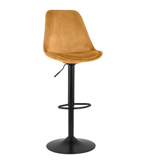 Tabouret de bar métal Noir ASTER Tissu Moutarde