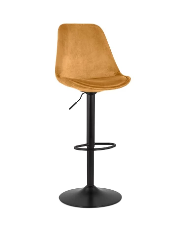 Tabouret de bar métal Noir ASTER Tissu Moutarde