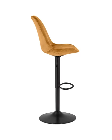 Tabouret de bar métal Noir ASTER Tissu Moutarde