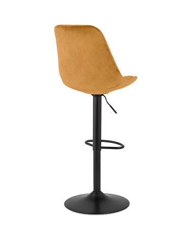 Tabouret de bar métal Noir ASTER Tissu Moutarde