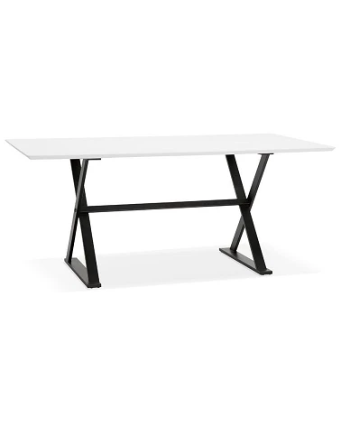 Bureau design metal Noir 160 MAUD MDF laqué blanc mat