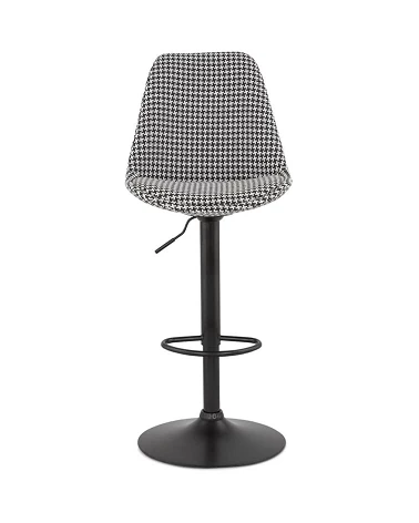 Tabouret de bar métal Noir ASTER Tissu Gris Chiné