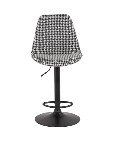 Tabouret de bar métal Noir ASTER Tissu Gris Chiné