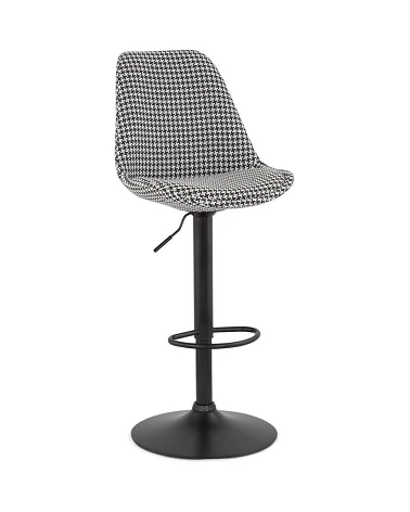 Tabouret de bar métal Noir ASTER Tissu Gris Chiné