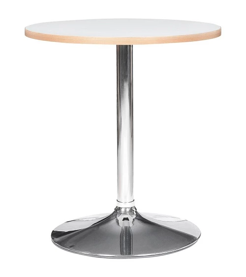 Table ronde metal chromé ORACIO mélaminé blanc