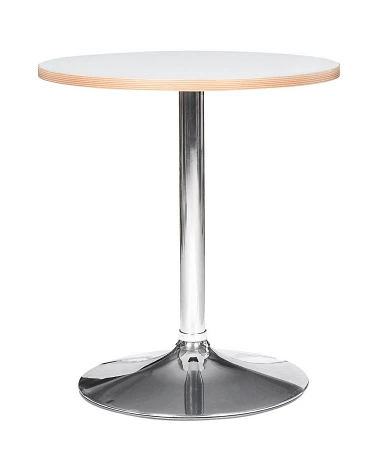 Table ronde metal chromé ORACIO mélaminé blanc