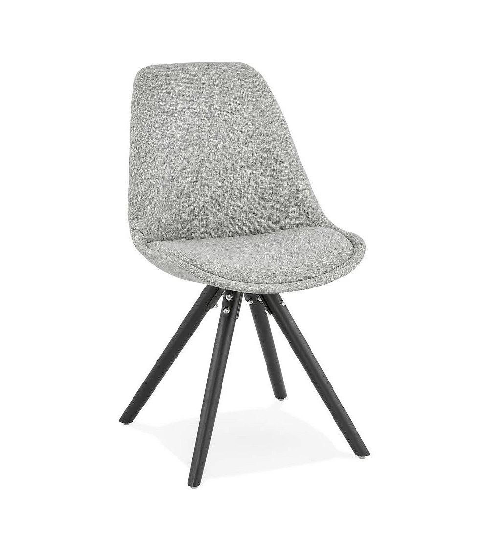 Chaise scandinave BRASA bois Noir tissu Gris