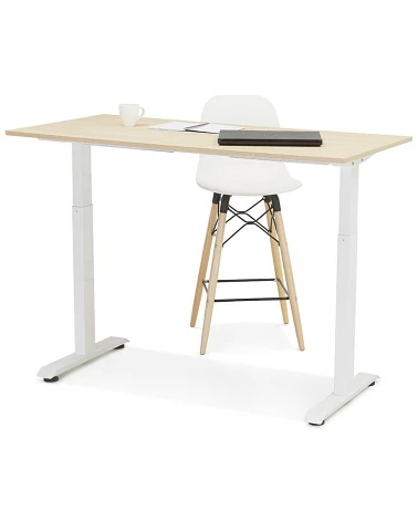 Bureau design métal Blanc 140 cm OLLA Bois