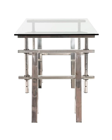 Bureau design acier 150 cm VINTY verre transparent