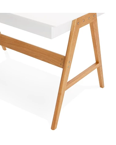 Bureau bois massif 120 cm TRETO MDF blanc mat