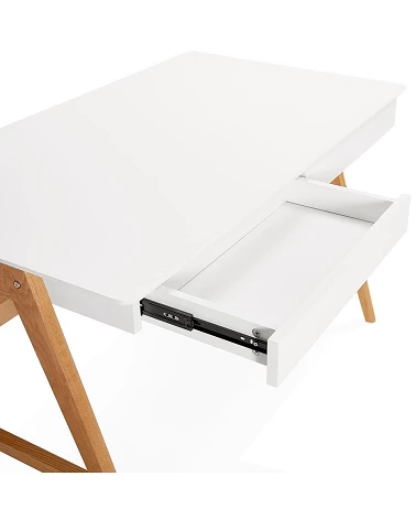 Bureau bois massif 120 cm TRETO MDF blanc mat