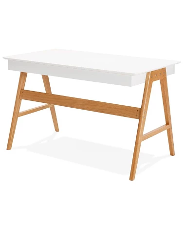 Bureau bois massif 120 cm TRETO MDF blanc mat