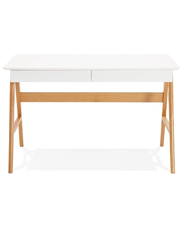 Bureau bois massif 120 cm TRETO MDF blanc mat