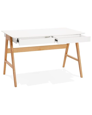 Bureau bois massif 120 cm TRETO MDF blanc mat