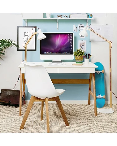 Bureau bois massif 120 cm TRETO MDF blanc mat