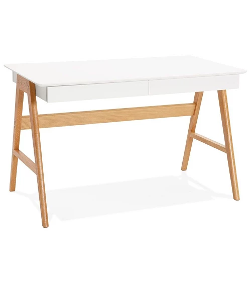 Bureau bois massif TRETO 120 MDF blanc mat