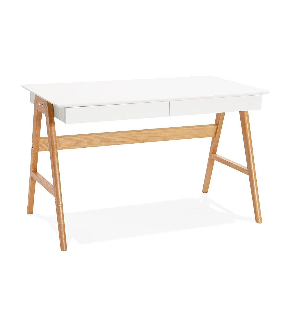 Bureau bois massif TRETO 120 MDF blanc mat