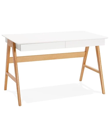 Bureau bois massif TRETO 120 MDF blanc mat