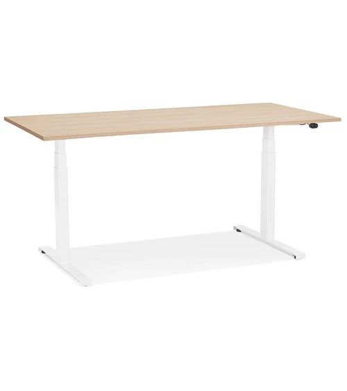 Bureau design métal Blanc DROIDE 140 Bois mélaminé couleur naturelle