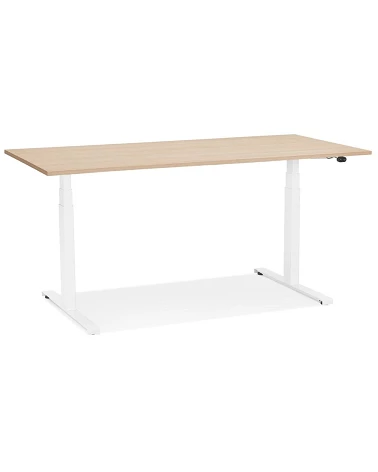 Bureau design métal Blanc DROIDE 140 Bois mélaminé couleur naturelle