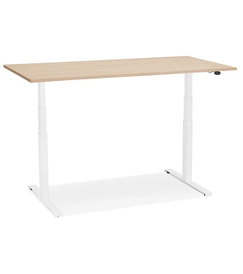 Bureau design métal Blanc 140 cm DROIDE Bois mélaminé couleur naturelle