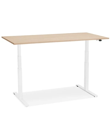 Bureau design métal Blanc 140 cm DROIDE Bois mélaminé couleur naturelle