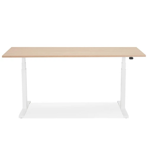 Bureau design métal Blanc 140 cm DROIDE Bois mélaminé couleur naturelle