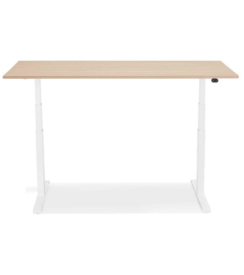 Bureau design métal Blanc 140 cm DROIDE Bois mélaminé couleur naturelle