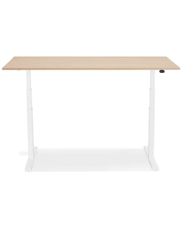 Bureau design métal Blanc 140 cm DROIDE Bois mélaminé couleur naturelle