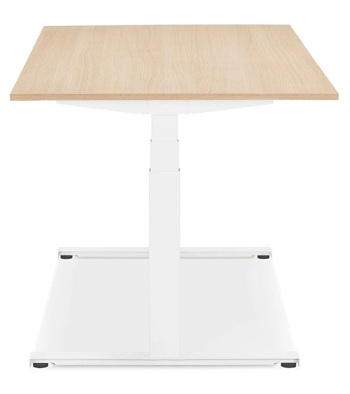 Bureau design métal Blanc 140 cm DROIDE Bois mélaminé couleur naturelle