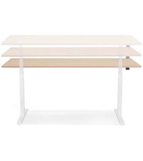 Bureau design métal Blanc 140 cm DROIDE Bois mélaminé couleur naturelle