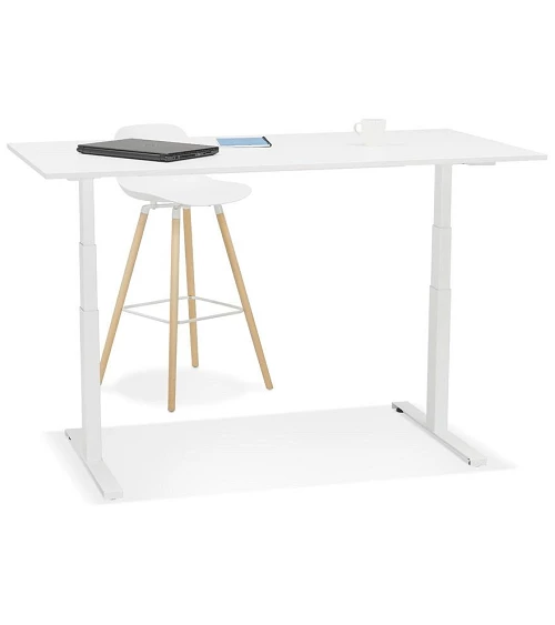 Bureau design métal Blanc 140 cm DROIDE Bois mélaminé blanc