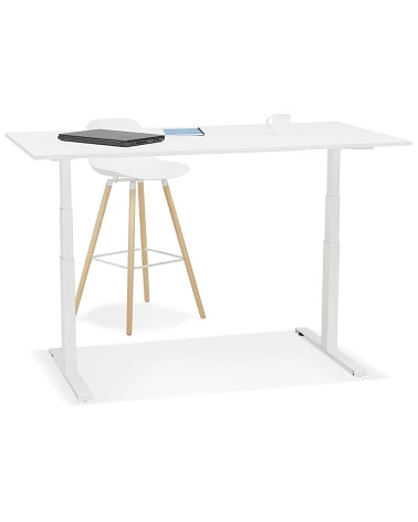 Bureau design métal Blanc 140 cm DROIDE Bois mélaminé blanc