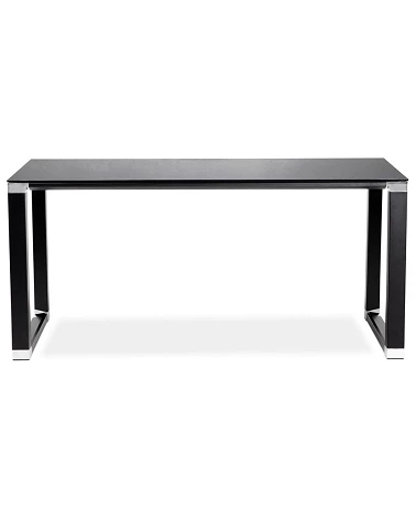 Bureau Métal peint noir 140 cm WARNER Verre noir trempé (10mm)