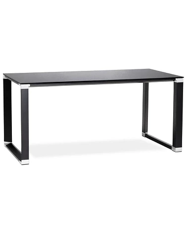 Bureau Métal peint noir WARNER Verre noir trempé (10mm)