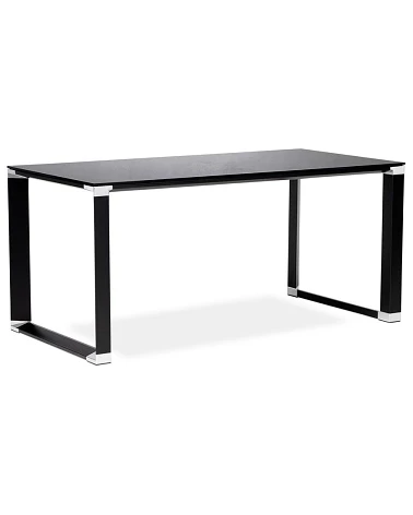 Bureau Métal peint noir 140 cm WARNER Verre noir trempé (10mm)