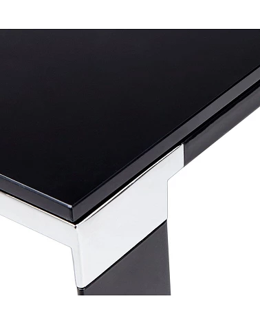 Bureau Métal peint noir 140 cm WARNER Verre noir trempé (10mm)