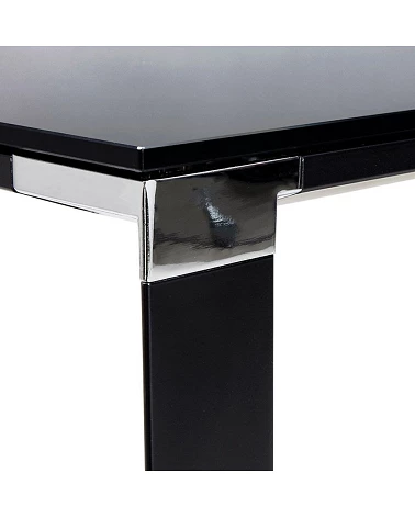 Bureau Métal peint noir 140 cm WARNER Verre noir trempé (10mm)