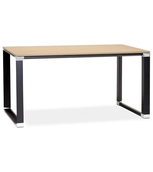 Bureau Métal peint noir WARNER Bois couleur Naturelle