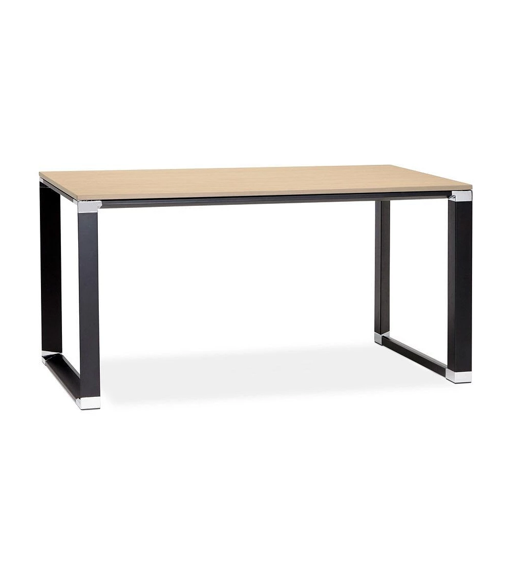 Bureau Métal peint noir WARNER Bois couleur Naturelle