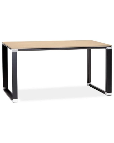 Bureau Métal peint noir WARNER Bois couleur Naturelle