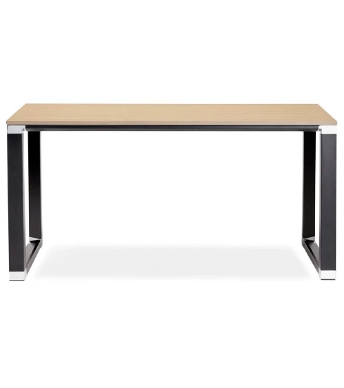 Bureau Métal peint noir 140 cm WARNER Bois couleur Naturelle